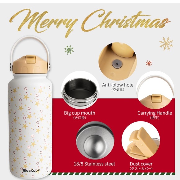 Blackube 32oz Insulated Water Bottle with Straw Lid, Stainless Steel Water Bottl - Picture 4 of 8